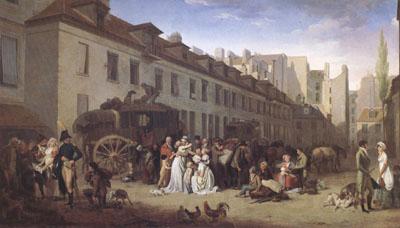Louis Leopold  Boilly THe Arrival of a Coach (mk05) Norge oil painting art